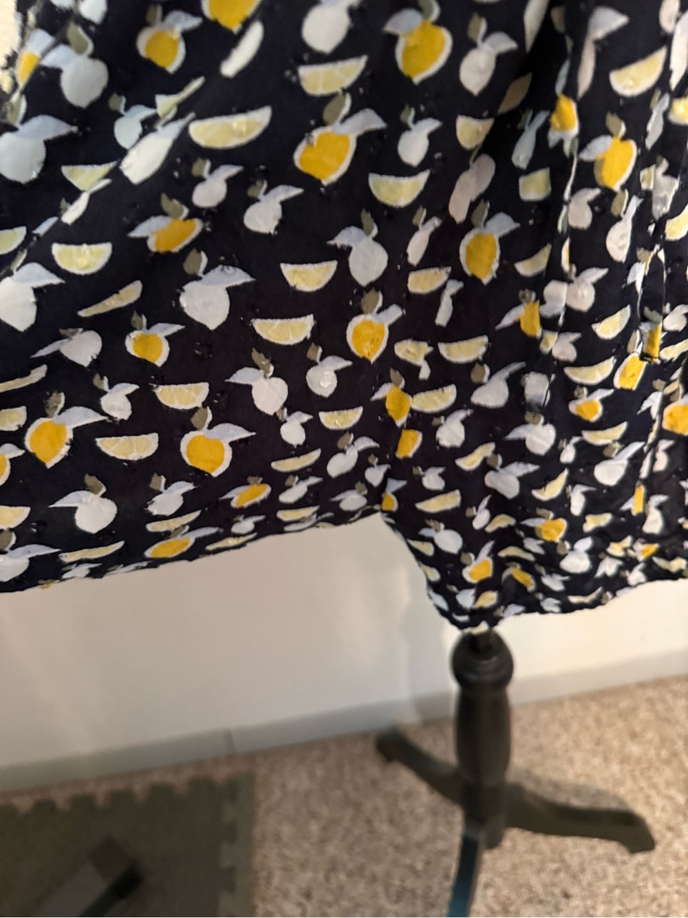 LOFT lemon print black romper with halter straps size Large petite - Picture 4 of 10